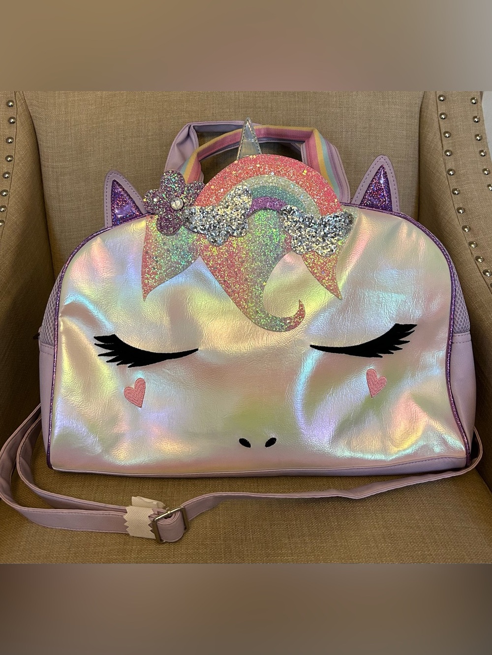Miss Gwen’s OMG Accessories Unicorn Holographic Duffel Bag - Lavender